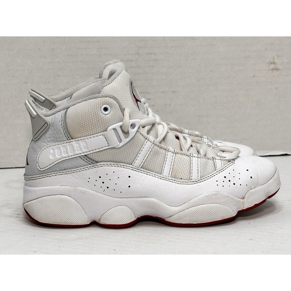 Nike Air Jordan 6 Rings PS Kids 2Y 323432-116 White Mystic Hibiscus Shoes